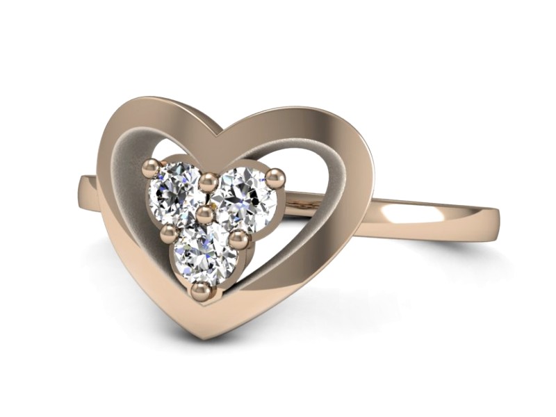 Złoty pierścionek z brylantami różowe złoto - P15307c — zdjęcie 2