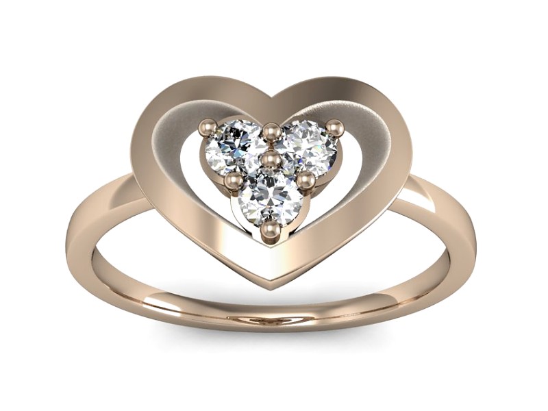 Złoty pierścionek z brylantami różowe złoto - P15307c — zdjęcie 3