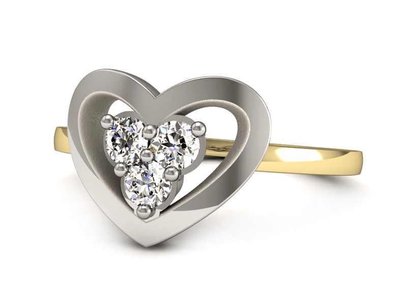 Pierścionek z diamentami żółte i białe złoto - P15307zb — zdjęcie 2