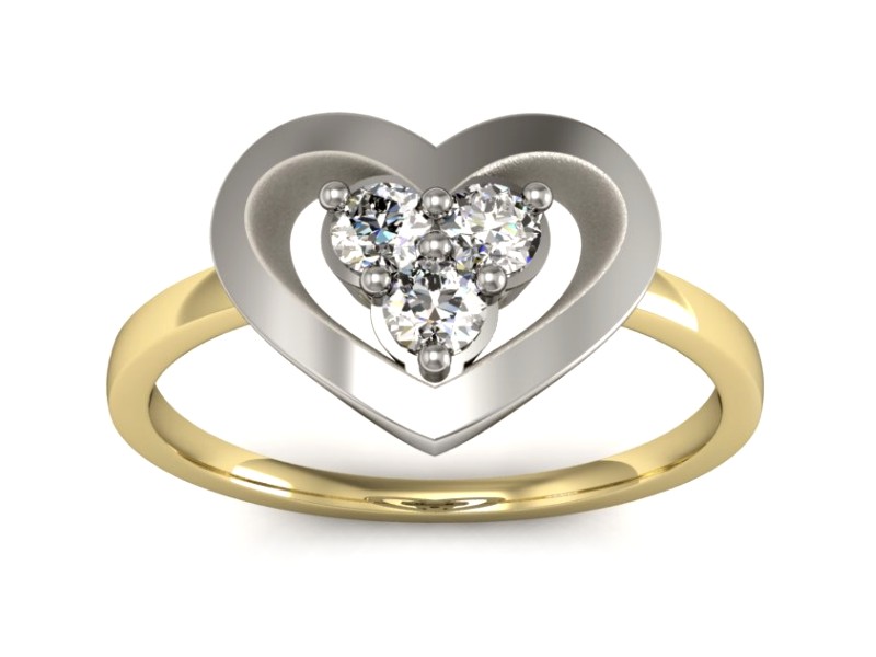 Pierścionek z diamentami żółte i białe złoto - P15307zb — zdjęcie 3