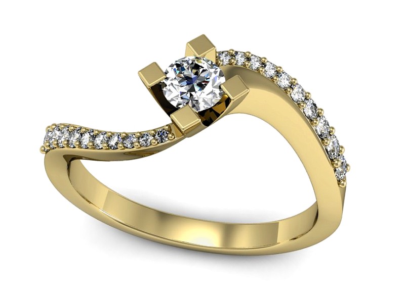 Złoty pierścionek z brylantami żółte złoto - P15308z