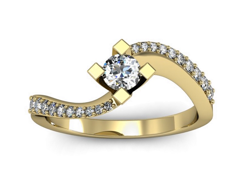 Złoty pierścionek z brylantami żółte złoto - P15308z — zdjęcie 3