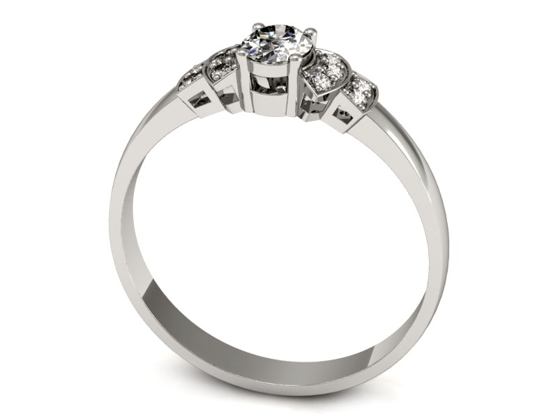 Złoty pierścionek z diamentami białe złoto - P15309b — zdjęcie 3