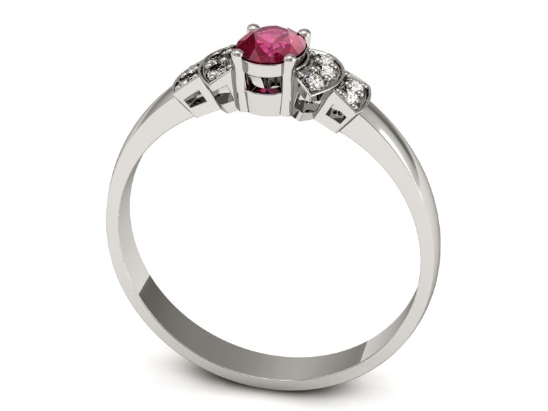 Złoty pierścionek z rubinem i brylantami - P15309br — zdjęcie 3