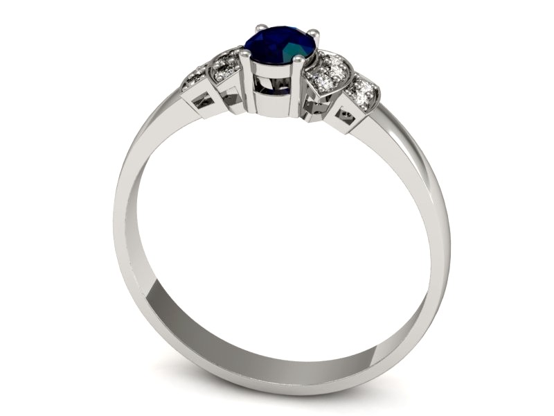 Pierścionek z szafirem i brylantami białe złoto - P15309bsz — zdjęcie 3