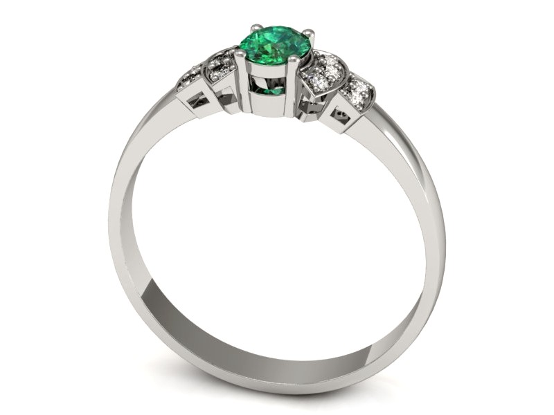 Złoty pierścionek ze szmaragdem i brylantami - P15309bszm — zdjęcie 3