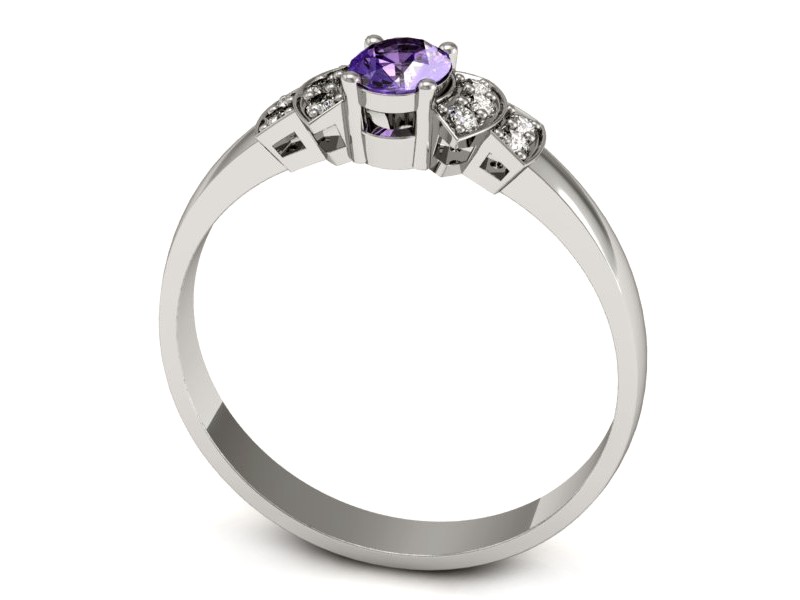 Pierścionek z tanzanitem białe złoto i brylantami - P15309bt — zdjęcie 3