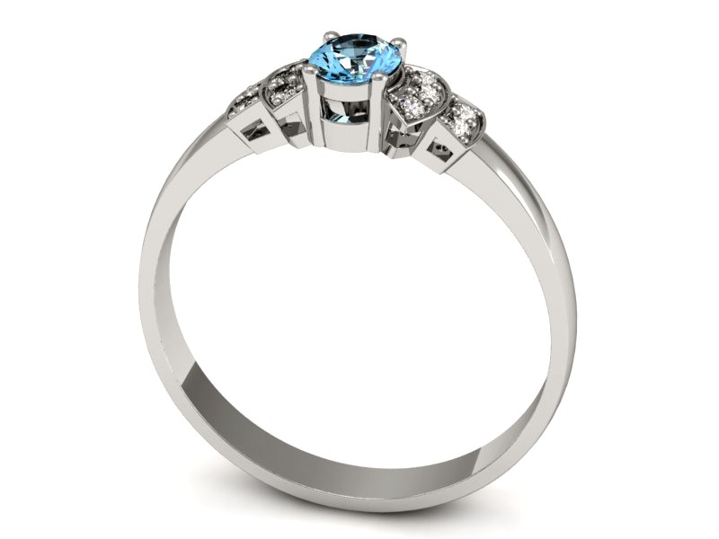 Pierścionek z topazem i brylantami białe złoto - P15309btp — zdjęcie 3