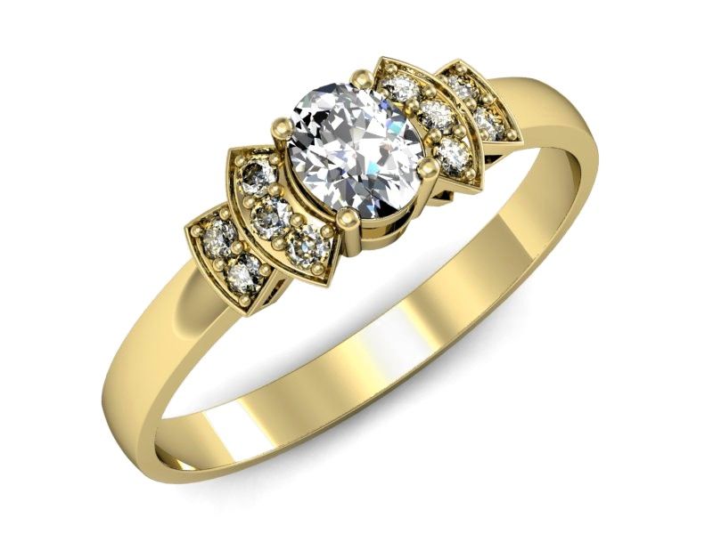 Złoty Pierścionek z diamentami żółte złoto 585 - P15309z - 1