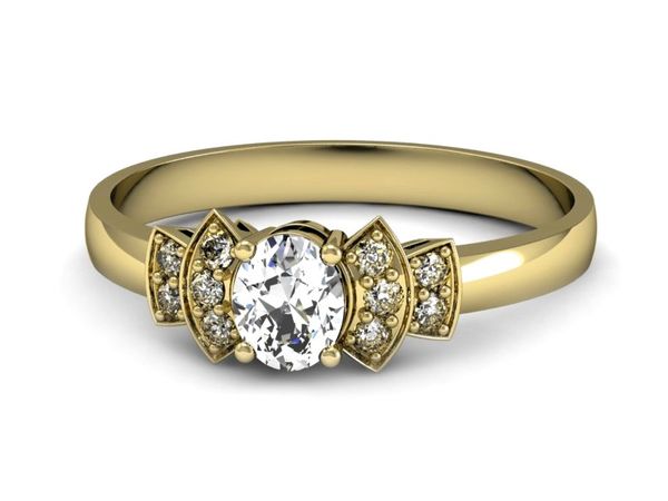 Złoty Pierścionek z diamentami żółte złoto 585 - P15309z