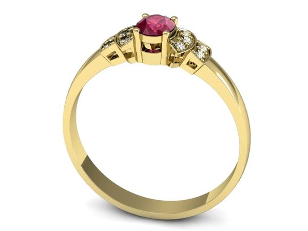 Złoty pierścionek z rubinem i brylantami - P15309zr
