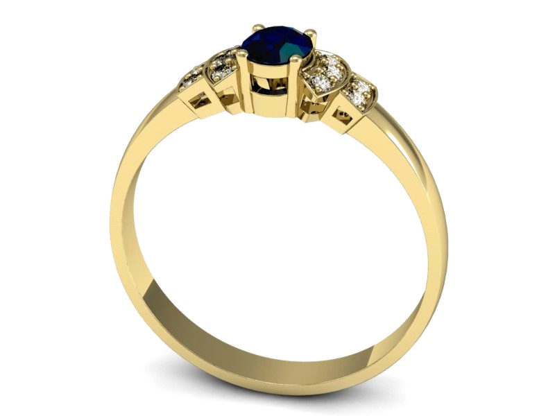 Złoty pierścionek z szafirem i brylantami - P15309zsz — zdjęcie 3
