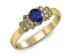 Złoty pierścionek z szafirem i diamentami złoto - P15309zszc