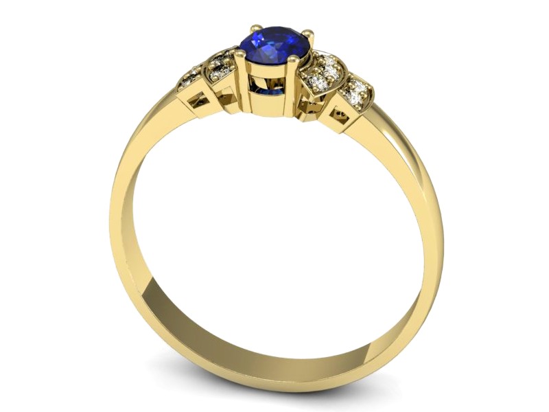Złoty pierścionek z szafirem i diamentami - P15309zszc — zdjęcie 3