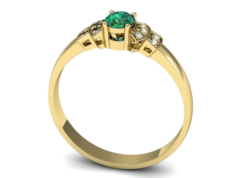 Pierścionek ze szmaragdem i brylantem - P15309zszm — zdjęcie 3