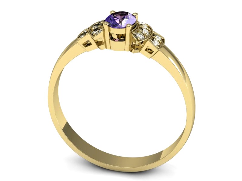Pierścionek z tanzanitem i brylantami żółte złoto - P15309zt — zdjęcie 3