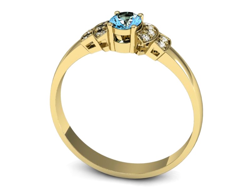 Złoty pierścionek z topazem i brylantami - P15309ztp — zdjęcie 3