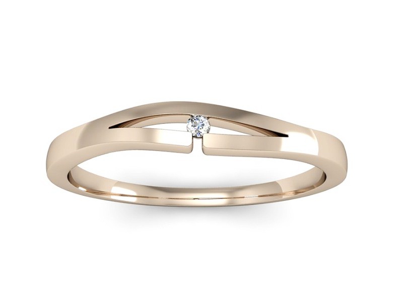 Złoty pierścionek z brylantem różowe złoto - P15311c — zdjęcie 3