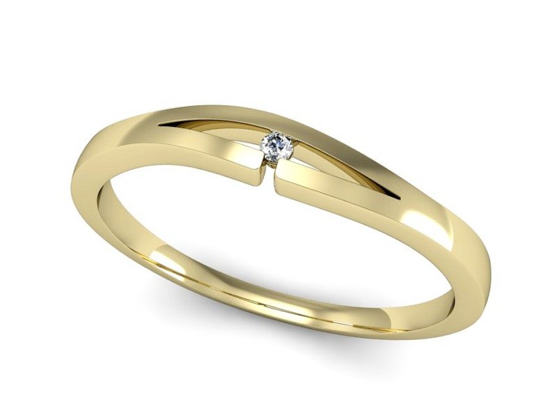 Złoty pierścionek z brylantem żółte złoto - P15311z