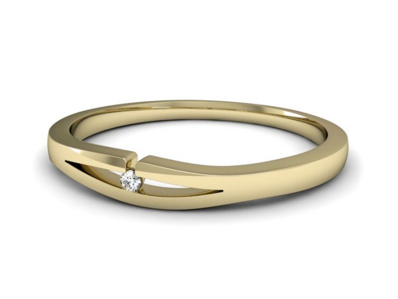 Złoty pierścionek z brylantem żółte złoto - P15311z — zdjęcie 2