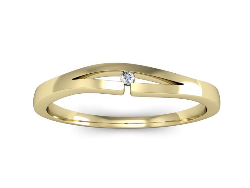 Złoty pierścionek z brylantem żółte złoto - P15311z — zdjęcie 3