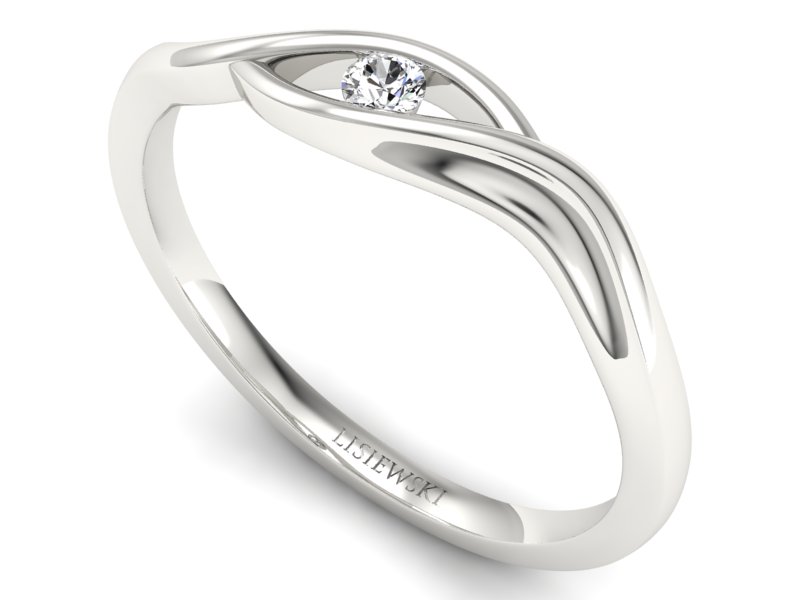 Pierścionek zaręczynowy z diamentem zloty - P15312b — zdjęcie 3