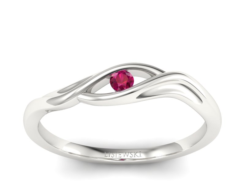 Złoty pierścionek z rubinem białe złoto - P15312br