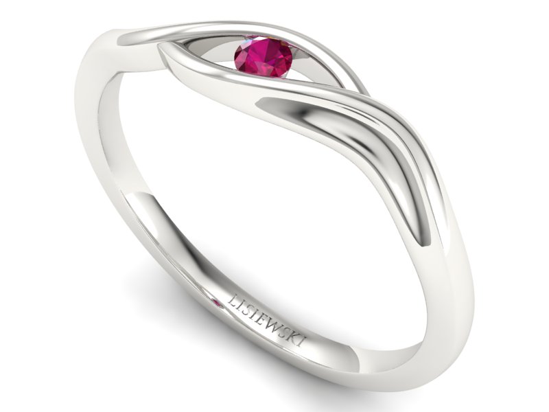Złoty pierścionek z rubinem białe złoto - P15312br — zdjęcie 3