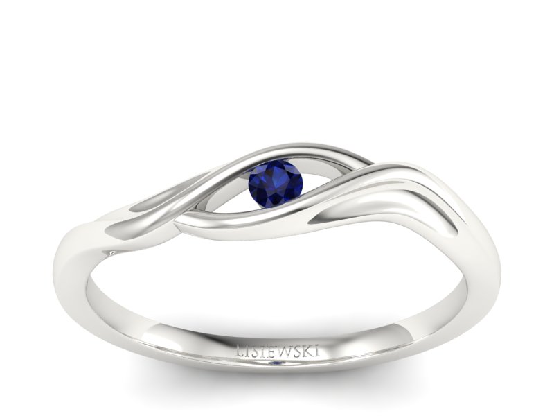 Złoty pierścionek z szafirem białe złoto - P15312bsz