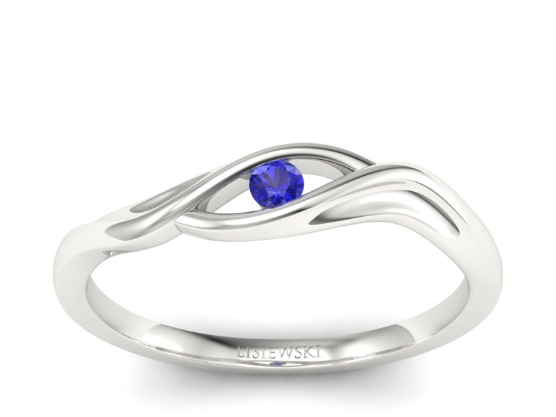 Złoty pierścionek z szafirem białe złoto - P15312bszc