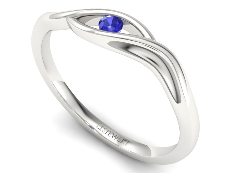Złoty pierścionek z szafirem białe złoto - P15312bszc — zdjęcie 3