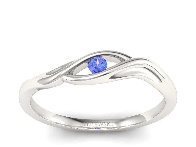 Złoty pierścionek z tanzanitem białe złoto - P15312bt