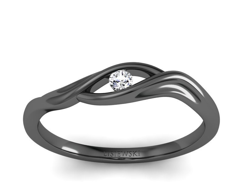 Złoty pierścionek z brylantem czarne złoto - p15312cz