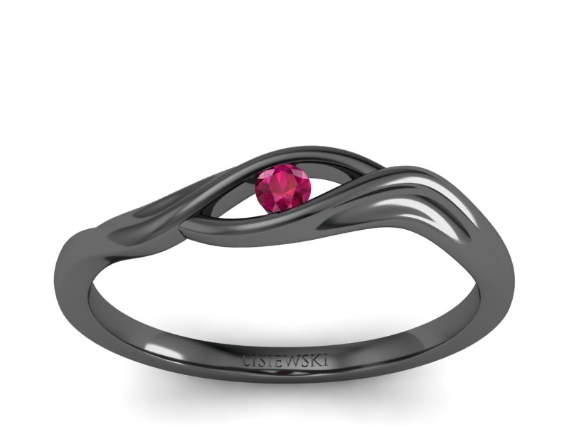 Czarne złoto pierścionek zaręczynowy z rubinem - p15312czr