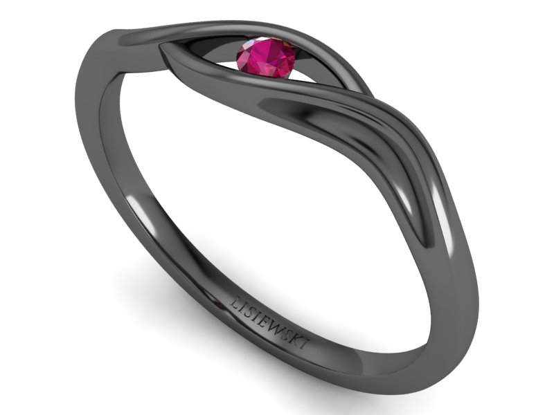 Czarne złoto pierścionek zaręczynowy z rubinem - p15312czr — zdjęcie 3