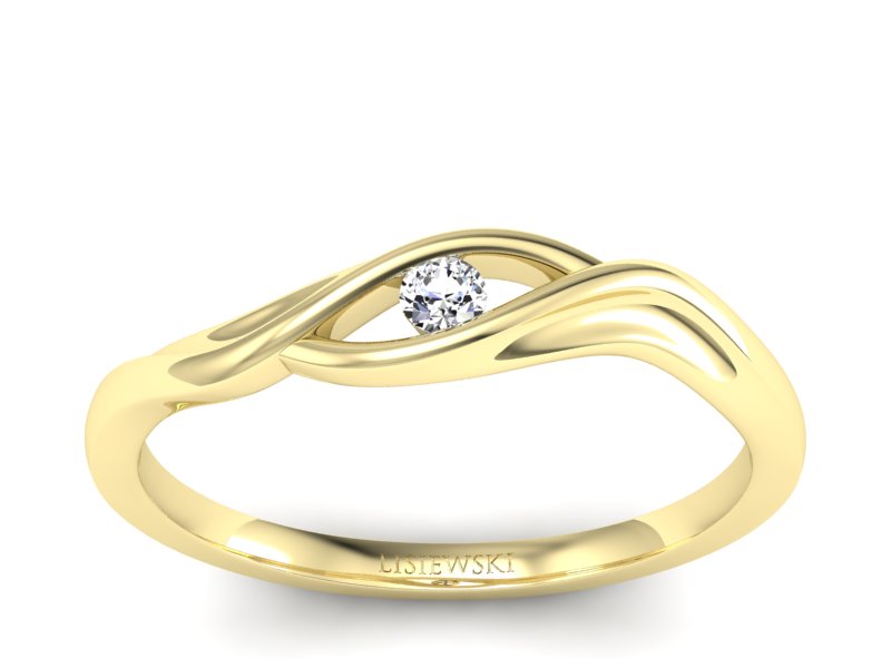 Złoty pierścionek z brylantem żółte złoto - P15312z