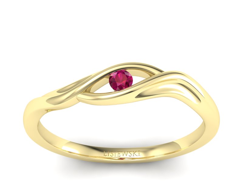 Złoty pierścionek z rubinem żółte złoto - P15312zr