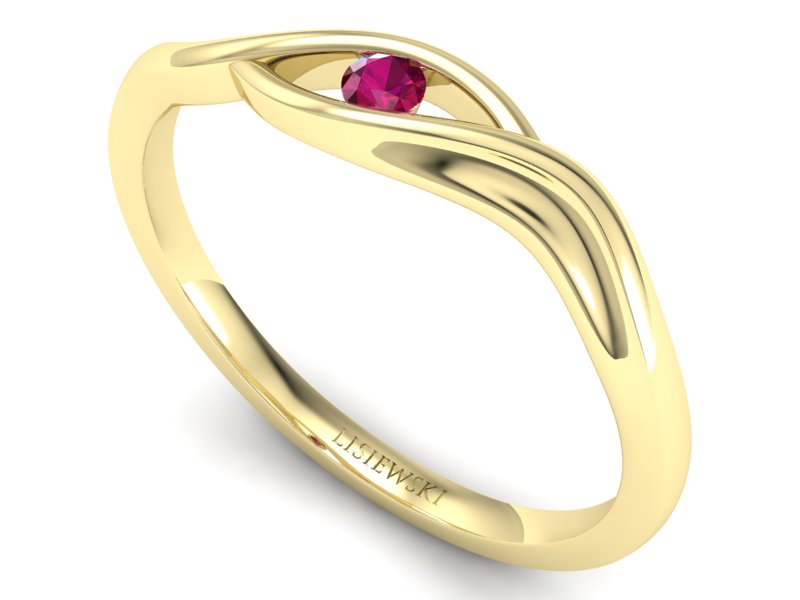 Złoty pierścionek z rubinem żółte złoto - P15312zr — zdjęcie 3