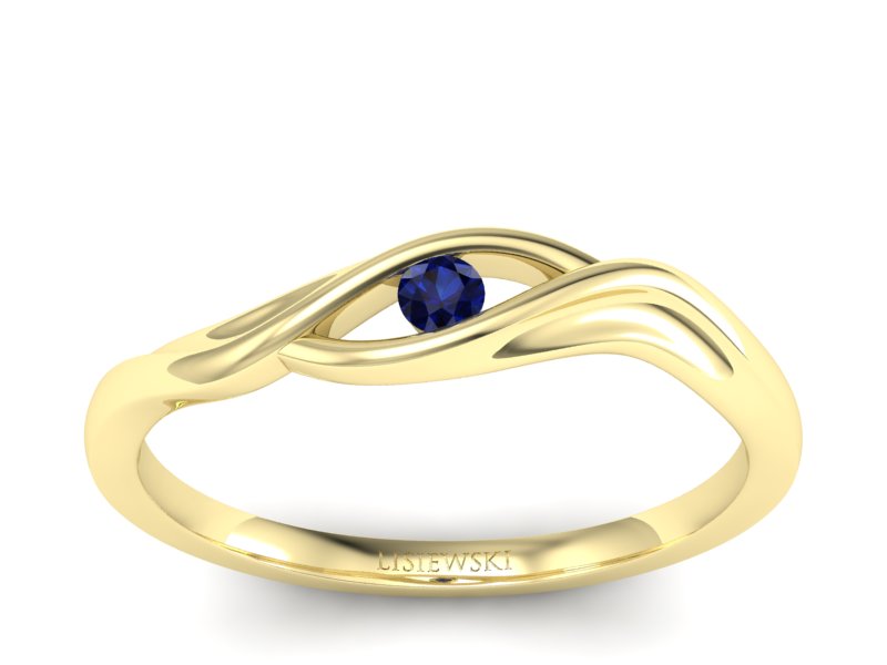Złoty pierścionek z szafirem żółte złoto - P15312zsz