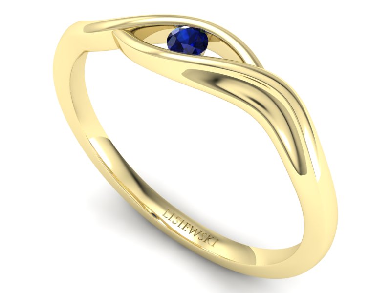 Złoty pierścionek z szafirem żółte złoto - P15312zsz — zdjęcie 3