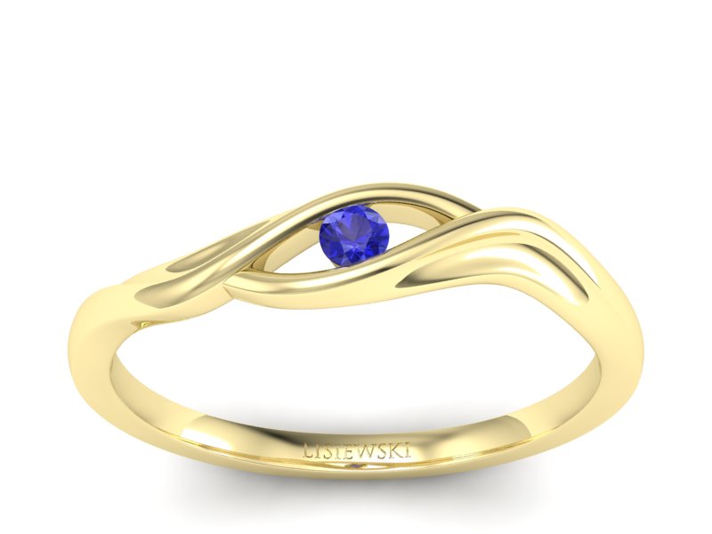 Złoty pierścionek z szafirem żółte złoto szafir - P15312zszc
