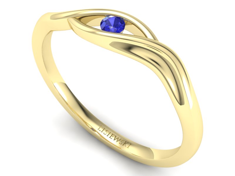 Złoty pierścionek z szafirem żółte złoto szafir - P15312zszc — zdjęcie 3