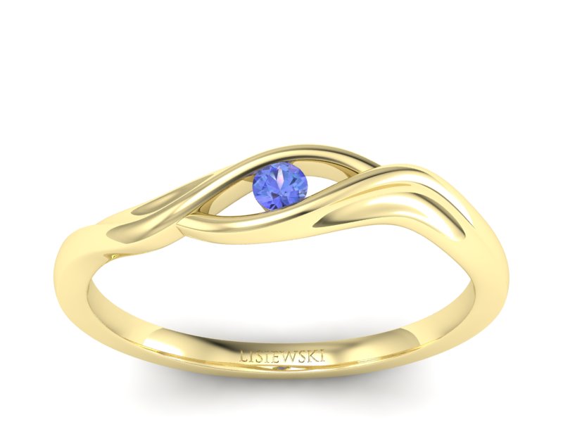 Złoty pierścionek z tanzanitem żółte złoto - P15312zt
