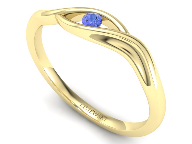 Złoty pierścionek z tanzanitem żółte złoto - P15312zt — zdjęcie 3