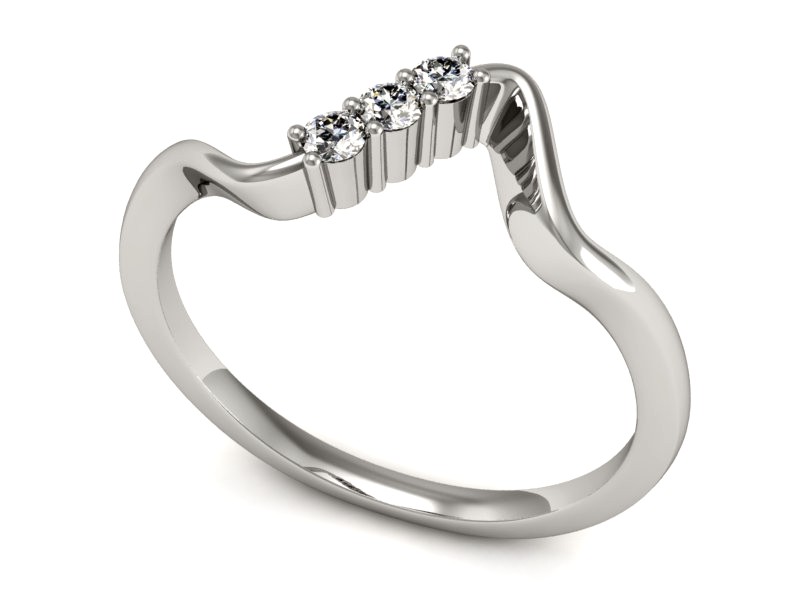 Złoty pierścionek z brylantami białe złoto - P15313b — zdjęcie 3