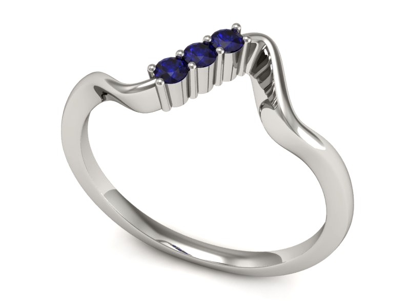 Złoty pierścionek z szafirami białe złoto - P15313bszc — zdjęcie 2
