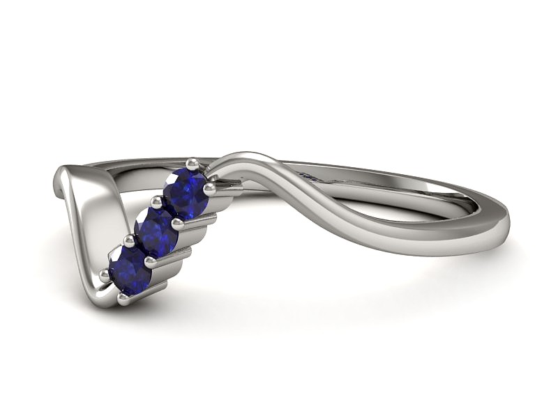 Złoty pierścionek z szafirami białe złoto - P15313bszc — zdjęcie 3