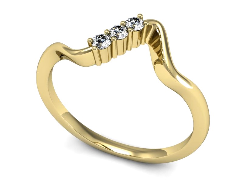 Złoty pierścionek z brylantami żółte złoto - P15313z — zdjęcie 3