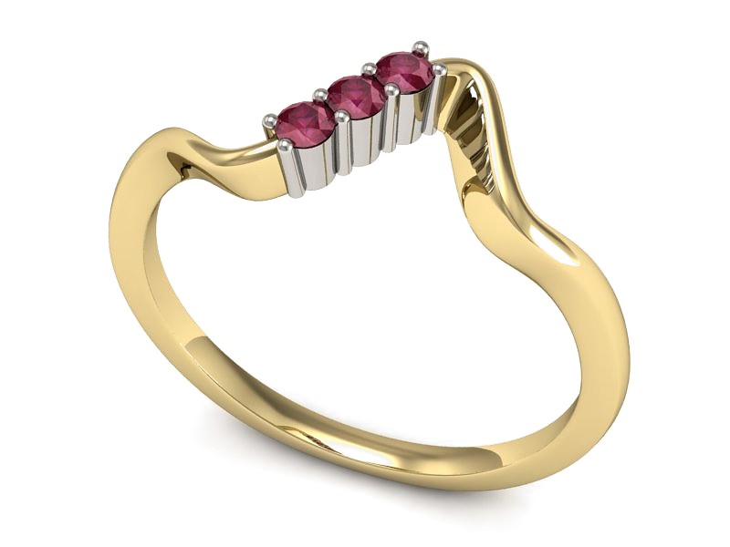 Pierścionek z rubinami z żółtego i białego złota - P15313zbr — zdjęcie 3