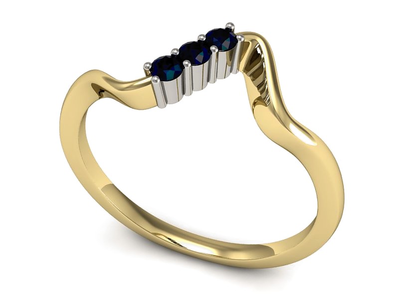 Pierścionek z szafirami żółte i białe złoto - P15313zbsz — zdjęcie 3